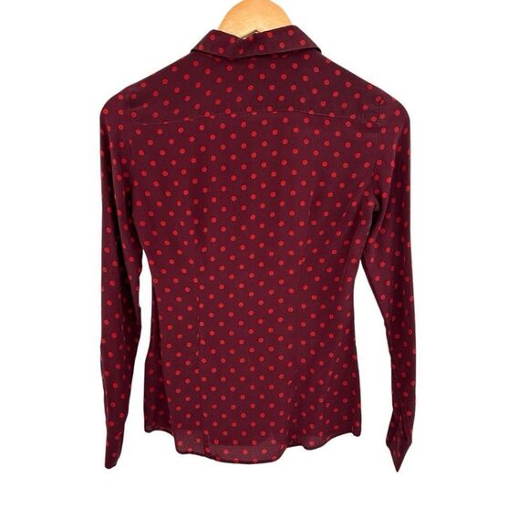 MaxMara burgundy and pink silk polka dot button shirt size 4 - Picture 2 of 7
